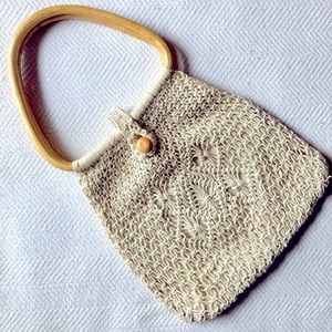 Crochet Vintage Handbag Cream Handmade Philippines Summer Macrame